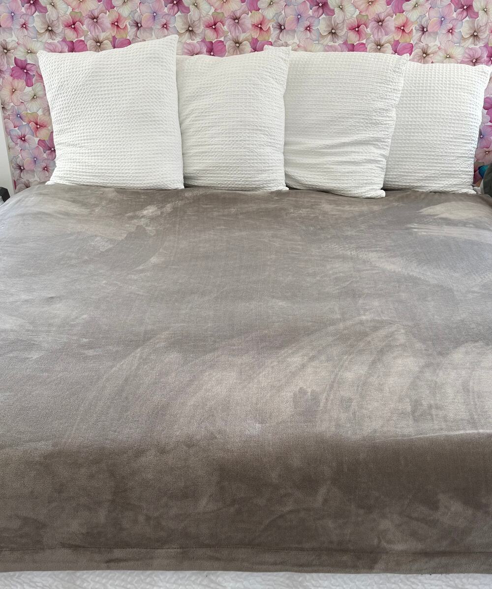 Aspen Home Full Queen Reversible Sherpa Fleece Blanket Gray 90x90 Soft Bed Cover